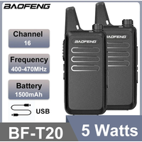 Baofeng 2 Stück BF-T20D Walkie-Talkie Tragbares Zweiwege-Funkgerät USB-Aufladung VOX UHF Geräuschunterdrückung Drahtlose Frequenzkopie Verschlüsselte Anrufe Typ-C-Ladung Amateurfunkgerät