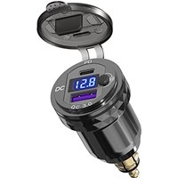 Waterproof Hella Din Plug to USB ON-Off Switch 30W USB C PD3.0 QC3.0 Quick Charge Voltmeter Ducati Triumph BMW Motorcycle