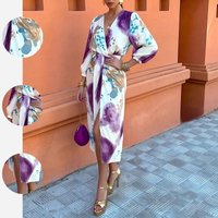 Spring Women's Clothing Casual Split Long Sleeve Blouse And Midi Skirt Set Sweet Elegant Two Piece Polyester Abstract Print