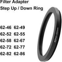 Camera Lens Filter Adapter Ring Step Up or Down Ring Metal for 62mm lens - 46 49 52 55 58 67 72 77 82 86mm UV ND CPL Lens Hood