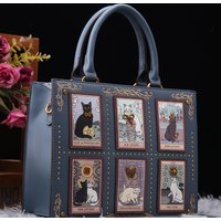 Retro and Luxury Designer Bags with Delicate Tarot Cat Embroidery Printing and Beading Design 2026 Fashionable Shoulder Tote Bag