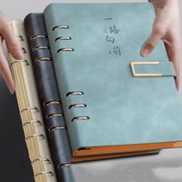Detachable Metal Clip A5 Notebook 100 Sheets Leather Cover Refillable Notebook Hardcover 200 Pages Loose Leaf Notebook