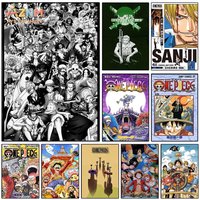 AZNM One Piece Straw Hat Crew Characters Luffy Zoro Sanji Nami Anime Manga Canvas Wall Art Print Home Decor Poster