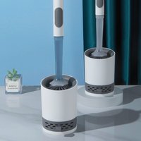 Wall-Mounted Long-Handled Toilet Brush with Liquid Dispenser No-Dead-Angle Bathroom Cleaning Tool