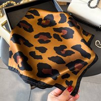 2025 Fashion New Leopard Print Square Scarf Women's Silk Scarves Casual Decoration Small Shawl Luxury Brand