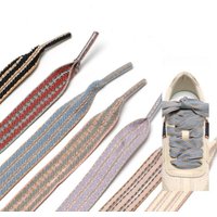 Width 1.5cm Creativity Stripes Red Green Shoelaces Trend Sport Casual DE Trainig Shoe Laces For Spring Summer Shoes Strings