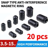 20Pcs Magnetic ring Ferrite Filteranti-interference shield removable EMC inner diameter 3.5MM 5/7/9/11/13/15MM
