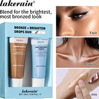 Bronze Brighten Drops Duo Primer Mix With Foundation Brighten Hydrate Silky Easy To Absorb No Greasy Feel Dual-action Travel Set
