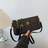 Classic Vintage Monogram Shoulder Bag, Trendy Versatile Crossbody Handbag with Detachable Gold Chain & Logo Tag
