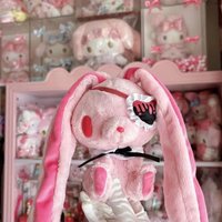 Gothic Melancholy Bear Heart Eye Mask Handheld Universal Rabbit Plush Doll Cute Dark Series Plush Toy Birthday Gift
