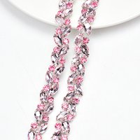 AB Crystal Leaf Trim Diamond Glass Horse Eye Rhinestone Cup Chain Decorative Ribbon Applique Sew on Clothes Shoes Accessories