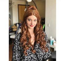 HAIRJOY Womens Costume Wigs Long Curly Brown Party Cosplay Wig Wave with Ponytail