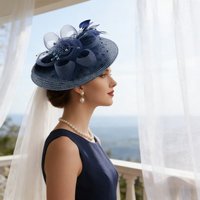 Weaving Feather Derby Hat Horse Racing and Tea Party Bridal Headwear Women's Ball Headwear Suitable for Balls and Weddings