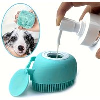1 PCS Pet Bath Massage Cleaning Brush, Suitable for Dogs Cats, - Built-In Shower Gel Dispenser, Wet and Dry Dual-Use Bath Brush