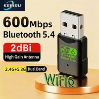 Kebidu USB Bluetooth5.4 WiFi6 Adapter 600Mbps USB Wifi Dongle Wireless Network Card USB Wi-fi Receiver Driver Free for PC Laptop