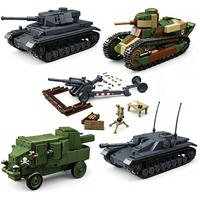 WW2 Military German Soviet Union Tank Mini Action Figures Building Blocks Set 4 Assault Gun Armored Car Army Bricks Adults Toys