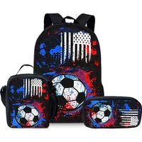 Hot Sale 3Pcs/Set Cartoon Casual Fashion Soccer School Bags For Boy/Girls Cartoon Book Bags Sets Backpacks School Gifts
