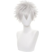 Hunter x Hunter Killua Zoldyck Wig Short Men Wig Cosplay Silver Shaggy Layered Heat Resistant Synthetic Hair Wigs