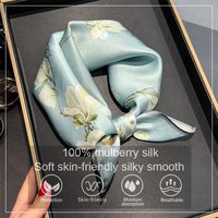 100% Silk Square Scarf for Women Real Mulberry Silk Hijab Scarves Lady Fashion Luxury Headband Shawl Wrap Kerchief Bandana