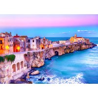 Jigsaw Puzzle 1000 Pieces City Vieste on The Rocks, Italy Puzzle Home Decor for Adults Game Family Puzzles Educational Toys