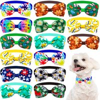20PCS Summer Small Dog Bow Tie Sunflower Pet Dog Bowties Collar Summer Pet Grooming Accessories