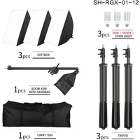 Softboxy 50x70CM z ramieniem krzyżowym, żarówki fotograficzne E27, profesjonalny zestaw oświetlenia ciągłego do studia fotograficznego ze statywem.