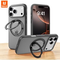 Colored for MagSafe Phone Case for iPhone 17 16 15 Pro Max 17Pro Semi-transparent 360° Magnetic Stand Stress Relief Ring Cover