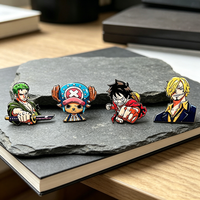 Straw Hat Pirates Anime Enamel Pins Set, 4Pcs Luffy Roronoa Zoro Sanji Tony Tony Chopper Cartoon Metal Brooches for Backpack