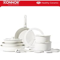 DONNOR 17pcs Pots and Pans Set Nonstick Cookware Set with Detachable Handle Induction Kitchen Cookware Sets Healthy RV Cookware