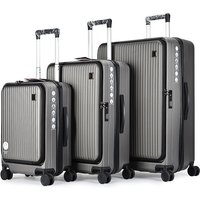 Korean Japanese Style Front-Opening Suitcase - Silent 360° Spinner Wheels TSA Lock Luggage Sets With Side Access Business Travel