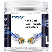 ZoeRax 100-Pack RJ45 Cat6 Pass Through Connector RJ45 Modular Plugs for Solid or Stranded FTP Ethernet Cable