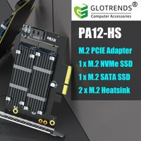 M.2 PCIe Adapter for One M.2 NVMe SSD and One M.2 SATA SSD, Including 2 Sets of M.2 Heatsink