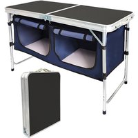 Outdoor Folding Table Aluminum Lightweight Camping Table Height Adjustable with Storage Organizer for BBQ, Party, Camping