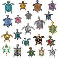 New Shiny Rhinestone Enamel Turtle Brooch Women's Animal Design Classic Unique Personality Little Turtle Pin Jewelry Gifts