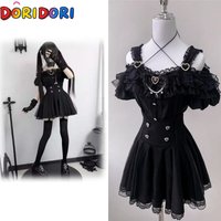 Jirai Kei Lovely Bow Dress Women Pretty New Print Slim Lolita Dresses Girl Kawaii Sweet Long Sleeve Thin Pleated Princess Dress