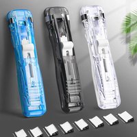 1pc Mini Traceless Reusable Hand Clamp Push Stapler Paper Book File Office School Student Binder Binding Tools Supplies