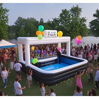 Unique Backyard Floating Inflatable Night Bar - Ideal for Poolside Pub - Style Party Games & Water Fun