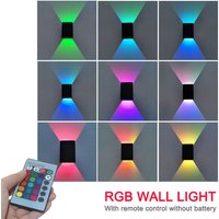 LED RGB Wall Sconce Remote Control Dimmable Color Changing Indoor Light Up Down Wall Mount Lamp For Home Porch Decor Fixture
