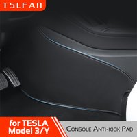 For Tesla Model 3 Y 2021-2026 LHD Center Console Two Side Anti Kick Pad Protector PU Leather Sticker Foot Cover Car Accessories
