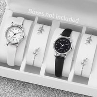 4PCS/Set Fashion Small Dial Women Watches Casual Leather Strap Ladies Quartz Wriswatch Bracelets Set Reloj Mujer(Without Box)