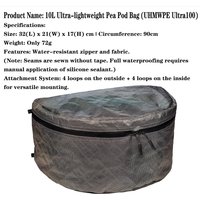 Ultra 100X Water-Resistant Packing Pea Pod Bag UHMWPE Stuff Sack Multiple Loops, For Backpacking Hiking & Travel Storage 7L 10L