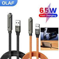 65W 2 in 1 USB A to Type C Cable Fast Charging Foldable Phone Holder Data Cable For iphone17 16 Samsung Xiaomi USB Type C Cable