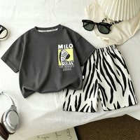 Summer Children's Cartoon Fashion Printed Short Sleeved+shorts Two-piece Set Summer Round Neck Cartoon Children's Set