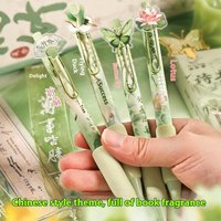 4PCS/Set Soft Grip Gel Pen Press Type 0.5mm Black Ink Ballpoint Pen Butterfly Patch Neutral Pen Gift Writing Tools