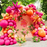 114Pcs Hot Pink Orange Balloons Garland Arch Kit with Star Balloons or Birthday Wedding Bridal Shower Baby Shower Party Decor