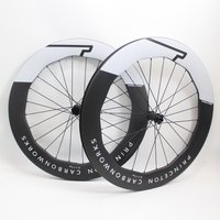 AliExpress NONE New 700C Ironman Triathlon Time Trial Road Bike Full Carbon Fibre Disc Brake Bicycle Wheelset 75/80mm Clincher Tubeless Rim Wave