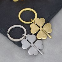 Exquisite Lucky Four Leaf Clover Keychain for Women Men Stainless Steel Jewelry diy Kids Gifts Key Rings Car Bag Deco Supplies