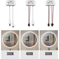 12V 5A Bathroom Mirror LED Dimmer Switch Capacitive CCT Adjustable Touch Sensor for Mirror Lights Backlight Decoration