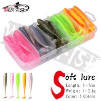 WALK FISH 50pcs/box 5cm 5.5cm 6cm 7cm Soft T Tail Paddle Tail Baits Wobbler Bass Minnow Lure Silica Artificial Isca Pesca