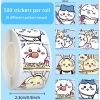 A roll of 500 stickers, featuring eight different hand-drawn Chiikawa designs. Perfect for decorating or as a gift